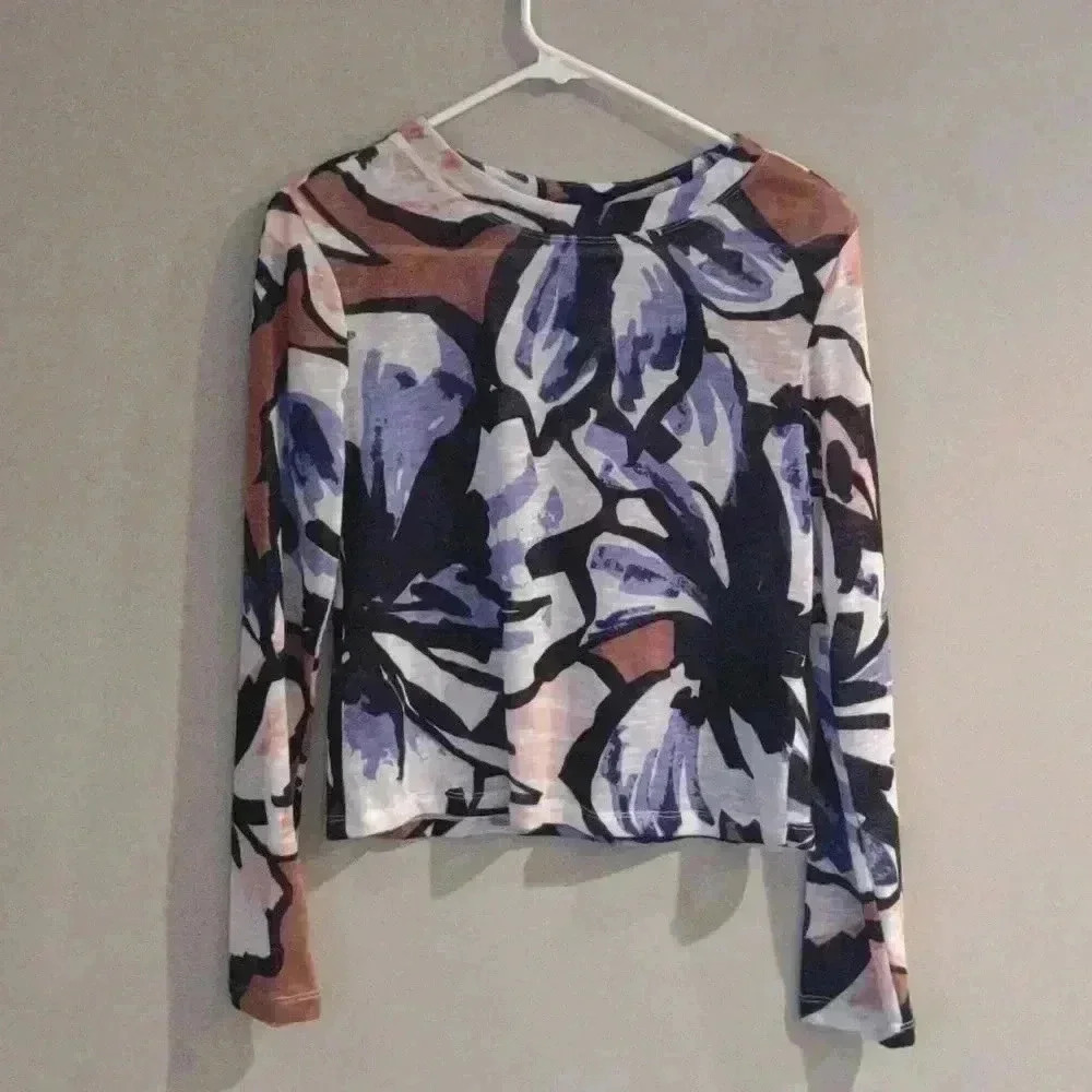Barr lll long sleeve multi-color‎ crop top women's medium